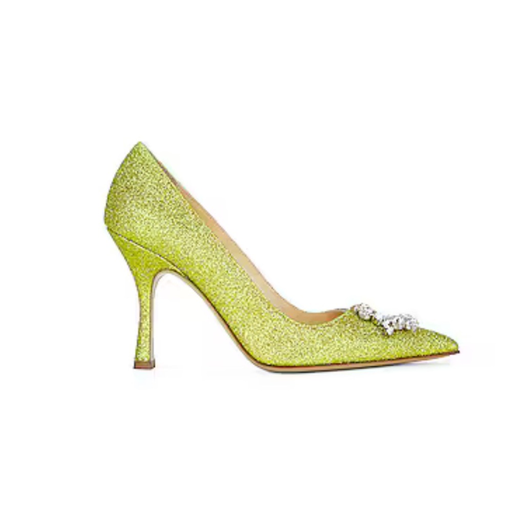 Nalebe Lirum Green Glitter Heels